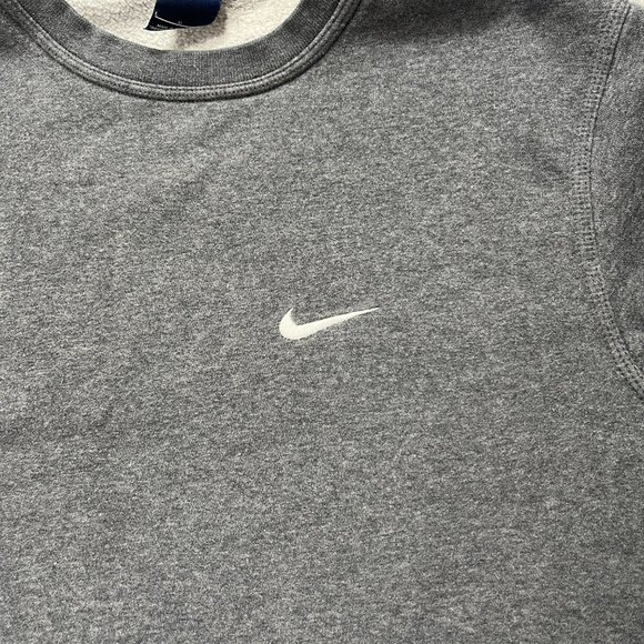 Nike Sweatshirt Mens Large Gray Crewneck Pullover Fleece Lined Cotton Blend Dark - Picture 5 of 8